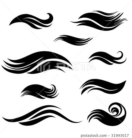 Wave elements. Swirl water splash sign silhouette 31993017