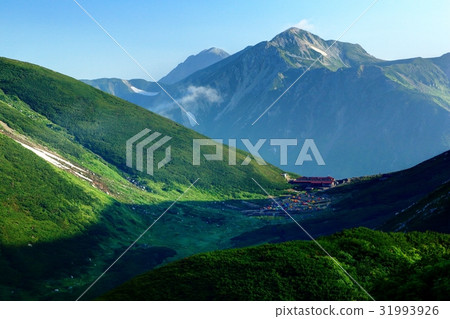 Wakatake mountain which you desire from Yumido mountain ridge line · Mt. Wakatake mountain which you desire from Yumido mountain ridge line · Mt. 31993926