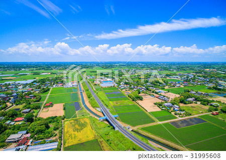 Aerial view of the Kujukuri toll road near Kijukuri Town in Oimi Shirasato City 31995608