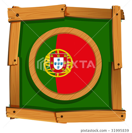 Flag of Portugal in wooden frame Flag of Portugal in wooden frame 31995839