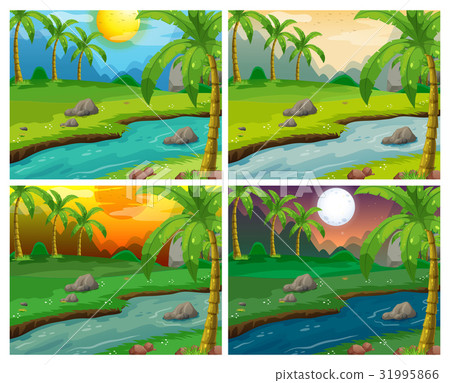 River scenes at four different times River scenes at four different times 31995866