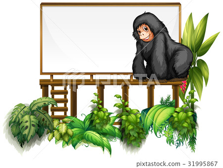 Board template with gorilla in garden Board template with gorilla in garden 31995867