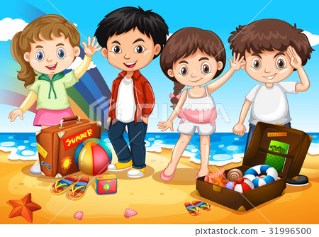 Happy children on the beach 31996500