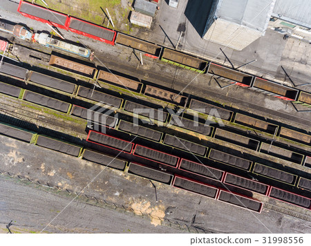 Panorama aerial view shot on railroad tracks with 31998556