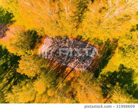 Aerial view of basketball field on day time in Aerial view of basketball field on day time in 31998609