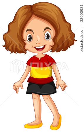 Girl wearing shirt with Spain flag Girl wearing shirt with Spain flag 32000921