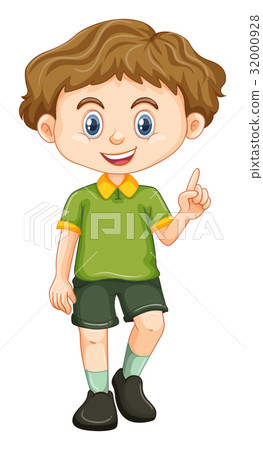 Little Boy In Green Shirt Stock Illustration