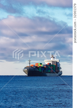 Grey container ship 32001379
