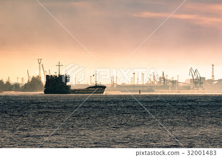 Cargo Ship Silhouette Stock Photo 3014