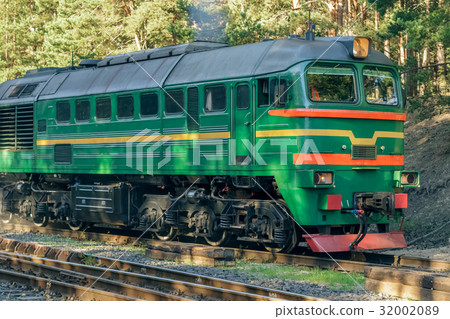 Green diesel cargo locomotive Green diesel cargo locomotive 32002089