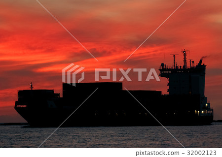 Large container ship silhouette 32002123