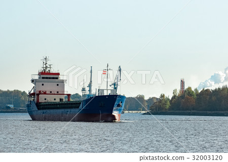 Blue cargo ship Blue cargo ship 32003120