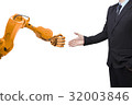 Auto robot and human holding hands with handshake  32003846