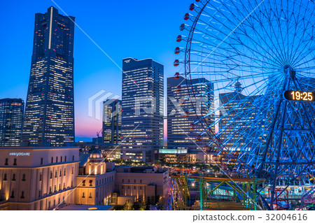 "Kanagawa Prefecture" Yokohama Minato Mirai "Twilight night view" "Kanagawa Prefecture" Yokohama Minato Mirai "Twilight night view" 32004616