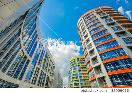 Modern city quarter bottom view Modern city quarter bottom view 32006016