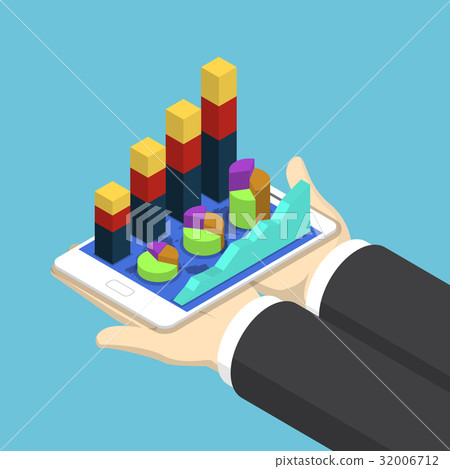 Hands Holding Tablet with Financial Chart 32006712