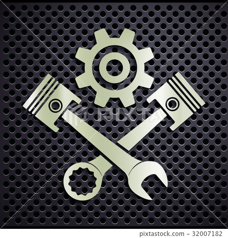 Metal emblem engine with plungers and a wrench. 32007182