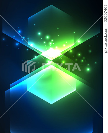 Techno glowing glass hexagons vector background 32007405