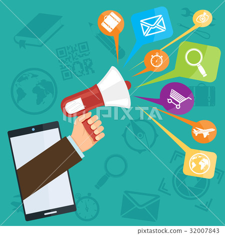 hand with a megaphone hand with a megaphone 32007843