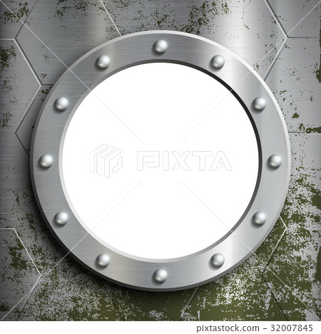 Metal porthole with rivets. 32007845