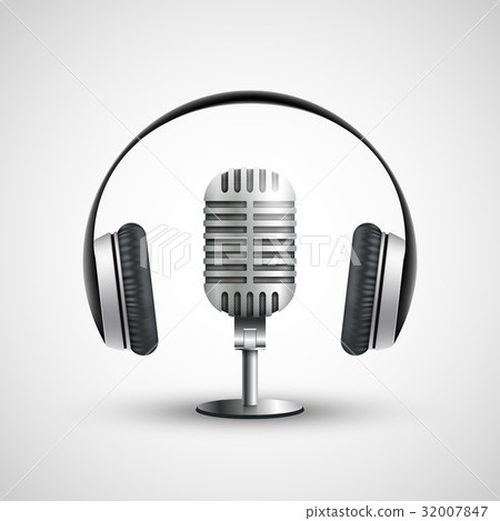 Icon headphones and a microphone. Icon headphones and a microphone. 32007847