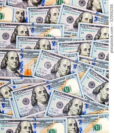 One hundred american dollars bills as background 32008288