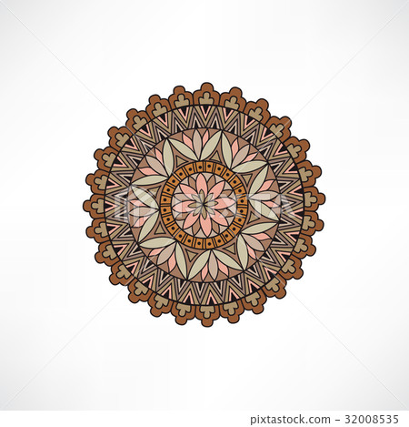 Oriental floral decor element. Geometric ornament. 32008535