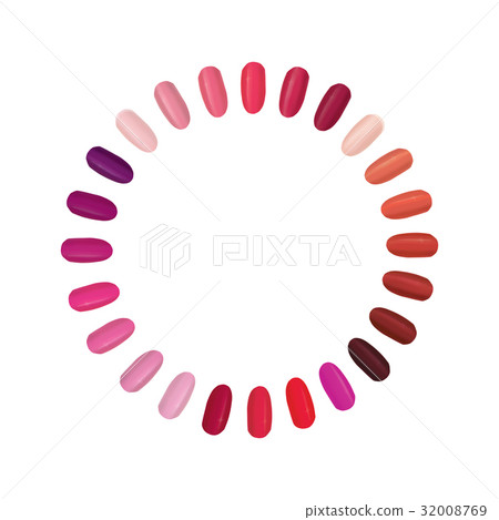 Nail palette set Colorful nail settled in a circle 32008769
