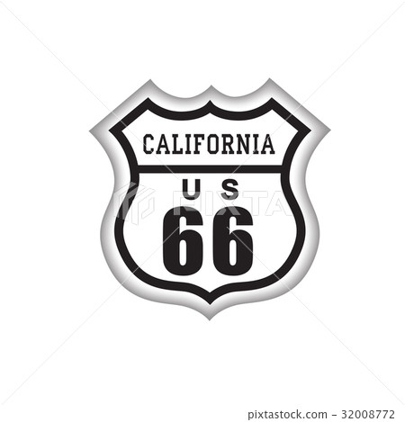 Travel USA road. Route 66 sign, California icon 32008772