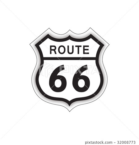 Travel USA sign. Route 66 label American road icon 32008773