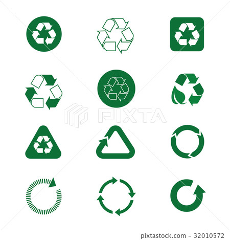Recycle Symbol Green Arrows Logo Set Web Icon Recycle Symbol Green Arrows Logo Set Web Icon 32010572