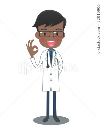 Doctor in white coat of OK sign Doctor in white coat of OK sign 32010906