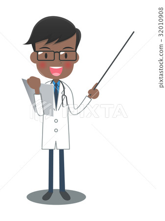 White coat doctor who has a file and explained with a command stick 32010908