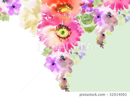 Greeting card with watercolor flowers handmade. 32014091