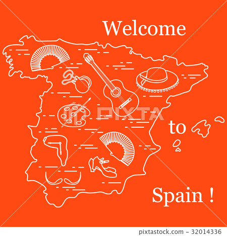 Vector with various symbols of Spain Vector with various symbols of Spain 32014336