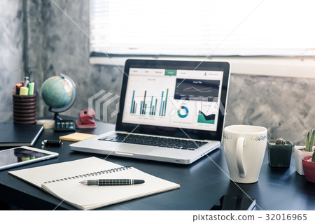 Office workplace with laptop on the desk 32016965