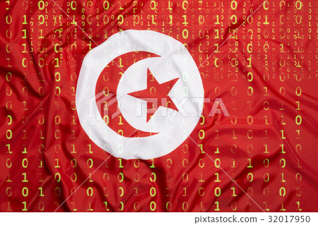 Binary code with Tunisia flag, data protection Binary code with Tunisia flag, data protection 32017950
