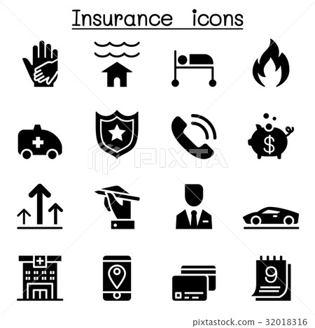 Insurance Icon Set Stock Illustration 3116