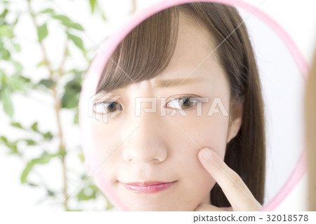 Negative Beauty Mirror Looking at the darkening image due to rough skin 32018578