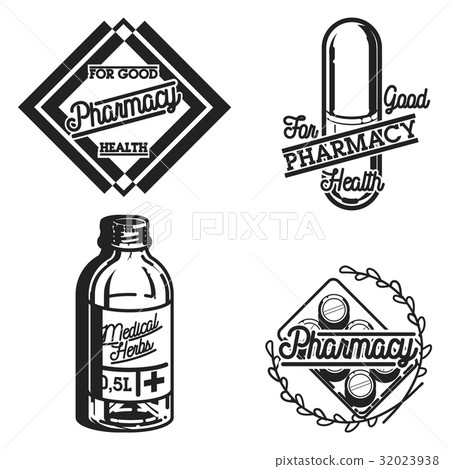 Color vintage pharmacy emblems 32023938