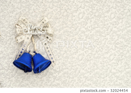 blue jingle bells with a silver ribbon bow blue jingle bells with a silver ribbon bow 32024454
