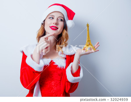 Santa Clous girl with Eiffel tower gift 32024939