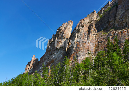 Lena Pillars, bank of Lena river, Yakutia 32025635