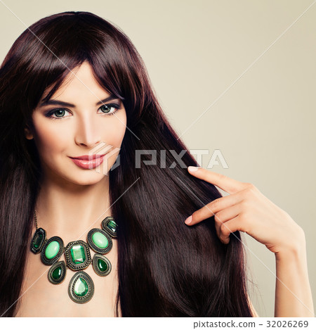 Haircare Concept. Pretty Brunette Woman Haircare Concept. Pretty Brunette Woman 32026269