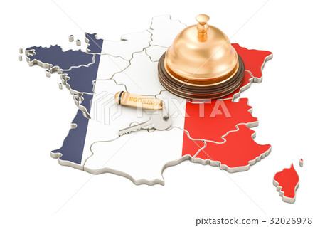 France booking concept. French flag with hotel key France booking concept. French flag with hotel key 32026978