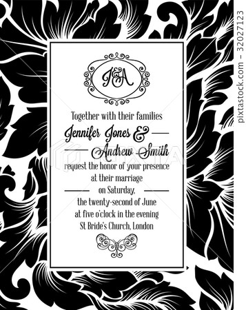 Damask pattern design for wedding invitation Damask pattern design for wedding invitation 32027123
