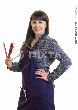 vertical portrait of a young woman with hair in 32027220