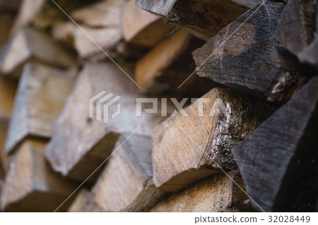 natural firewood stack rustic background closeup 32028449
