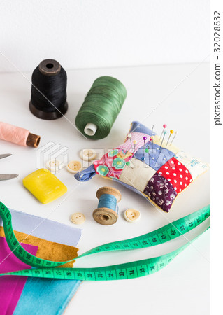 sewing tools closeup, patchwork, tailoring and sewing tools closeup, patchwork, tailoring and 32028832