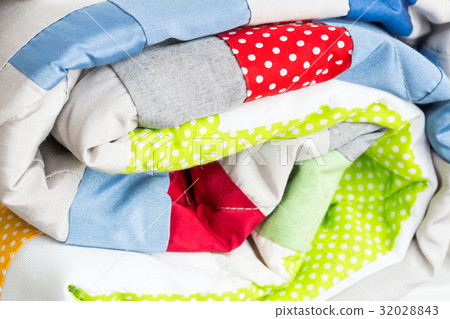 sewing, patchwork and fashion concept - close-up sewing, patchwork and fashion concept - close-up 32028843